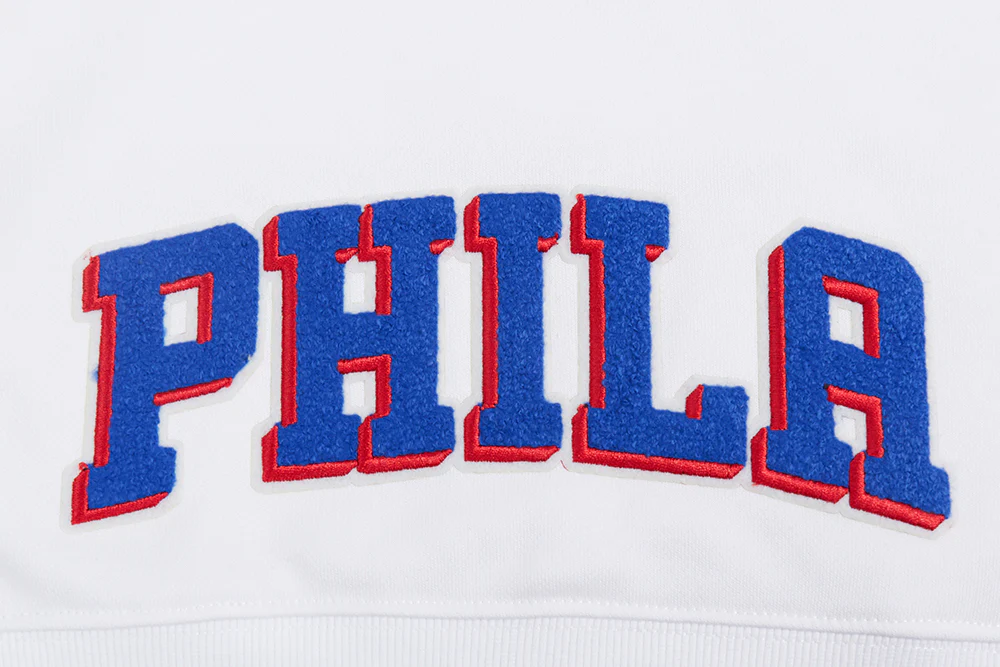 NBA PHILADELPHIA 76ERS CLASSIC WOMEN'S CROPPED PULLOVER HOODIE (WHITE) - Image 7