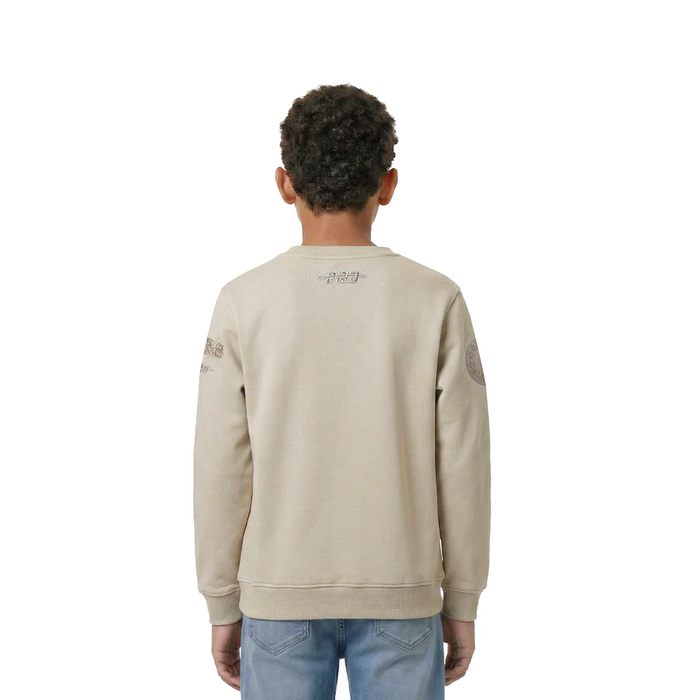 NBA PHILADELPHIA 76ERS NEUTRAL LITTLE BOYS FLEECE CREWNECK (TAUPE) - Image 2