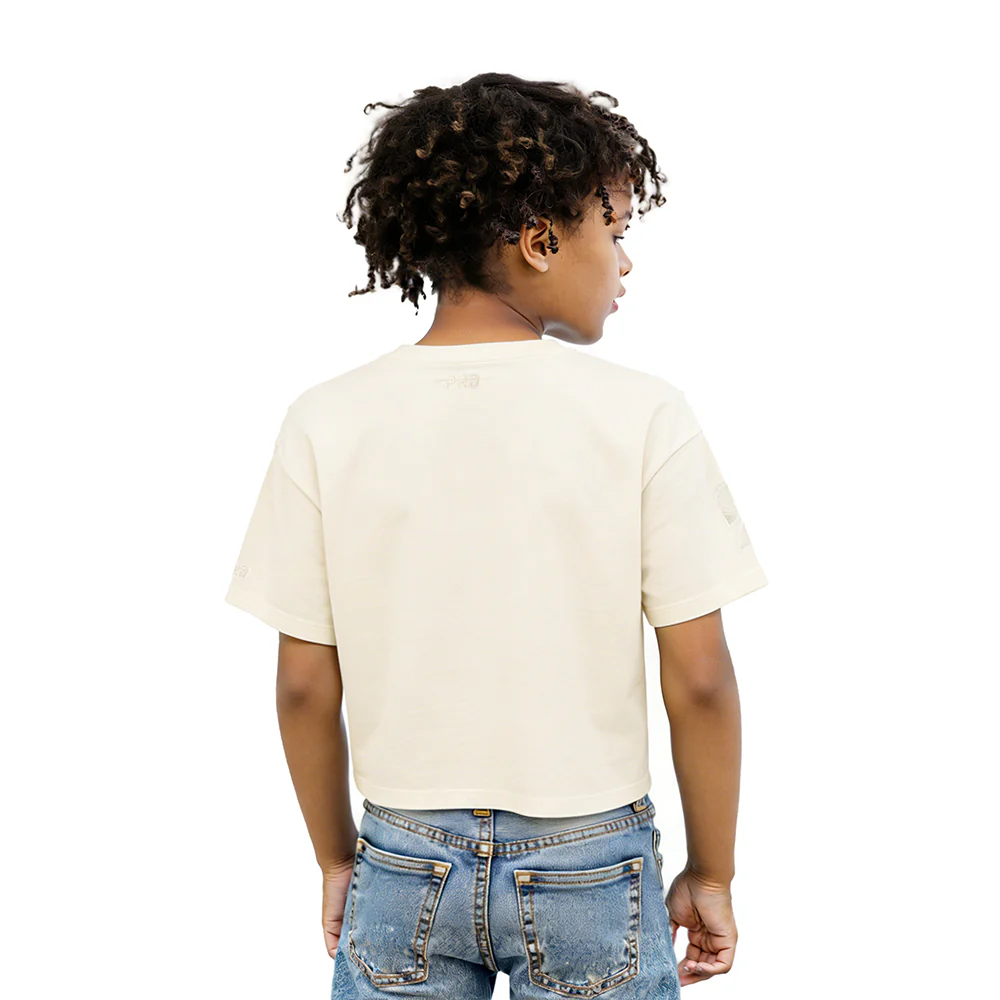 NBA PHILADELPHIA 76ERS NEUTRAL LITTLE GIRLS SHORT SLEEVE BOXY TEE (EGGSHELL) - Image 2
