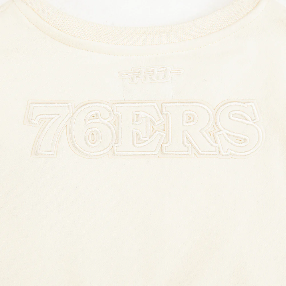 NBA PHILADELPHIA 76ERS NEUTRAL LITTLE GIRLS FLEECE CREWNECK (EGGSHELL) - Image 8