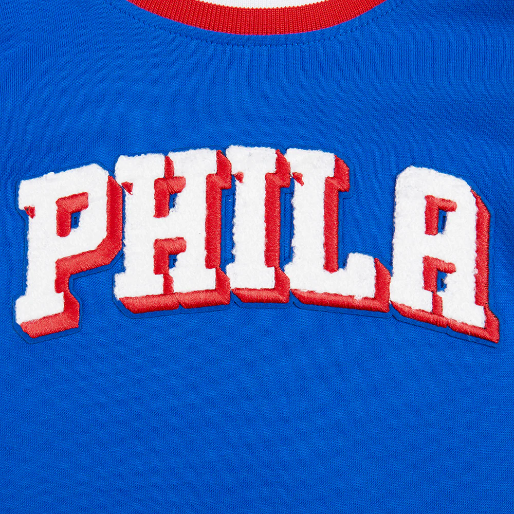 NBA PHILADELPHIA 76ERS CLASSIC TODDLER BOYS SHORT SLEEVE STRIPED RIB TEE (ROYAL BLUE/RED) - Image 5