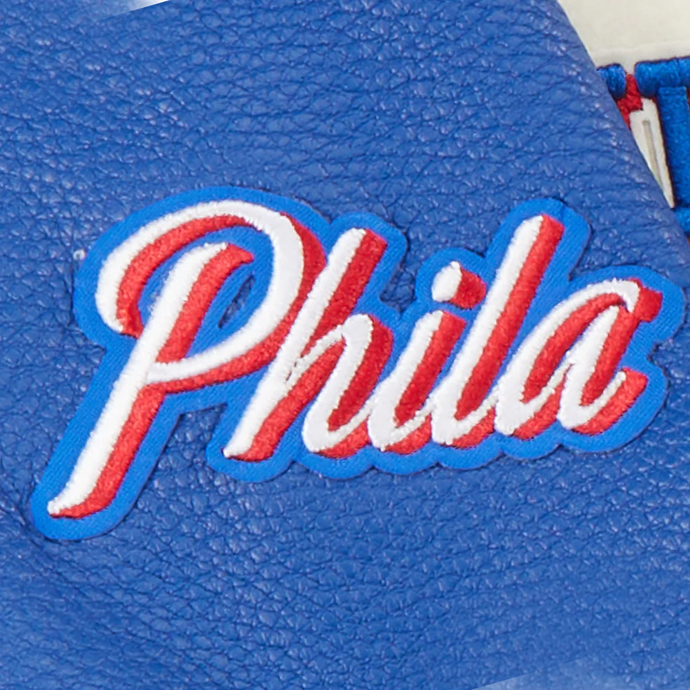 NBA PHILADELPHIA 76ERS RETRO CLASSIC TODDLER BOYS RIB WOOL VARSITY JACKET (EGGSHELL/ROYAL BLUE) - Image 6