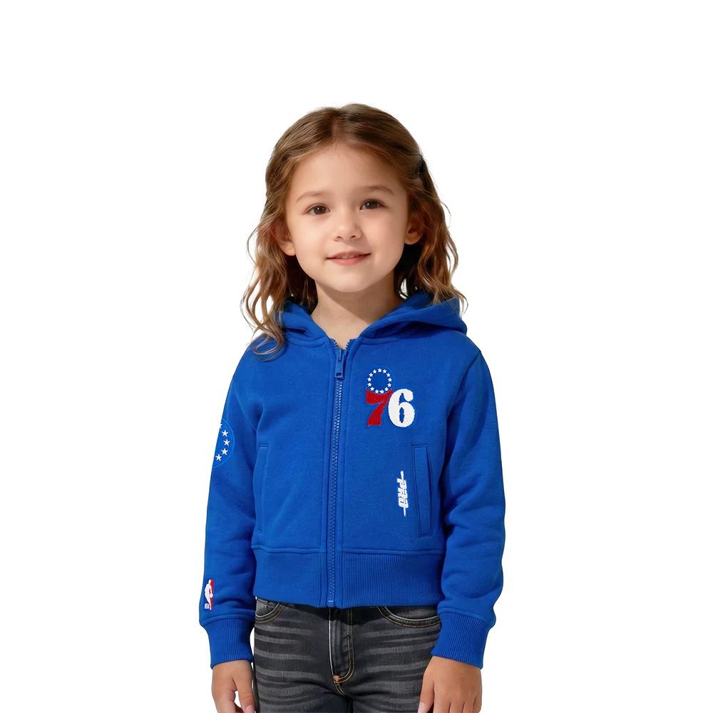NBA PHILADELPHIA 76ERS CLASSIC TODDLER GIRLS FLEECE FULL ZIP HOODIE (ROYAL BLUE)