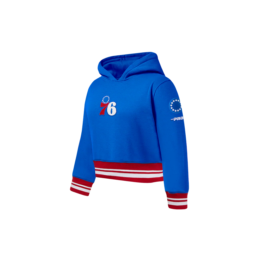 NBA PHILADELPHIA 76ERS RETRO CLASSIC TODDLER GIRLS  RIB FLEECE PULLOVER HOODIE (ROYAL BLUE/RED) - Image 2