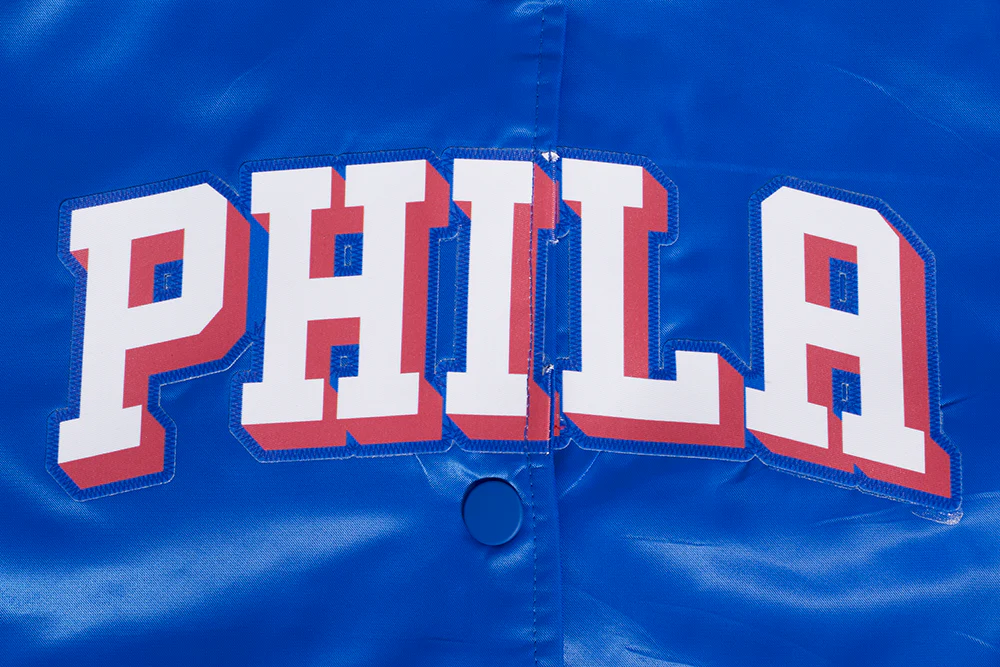 NBA PHILADELPHIA 76ERS CLASSIC WOMEN'S SATIN JACKET (ROYAL BLUE) - Image 5