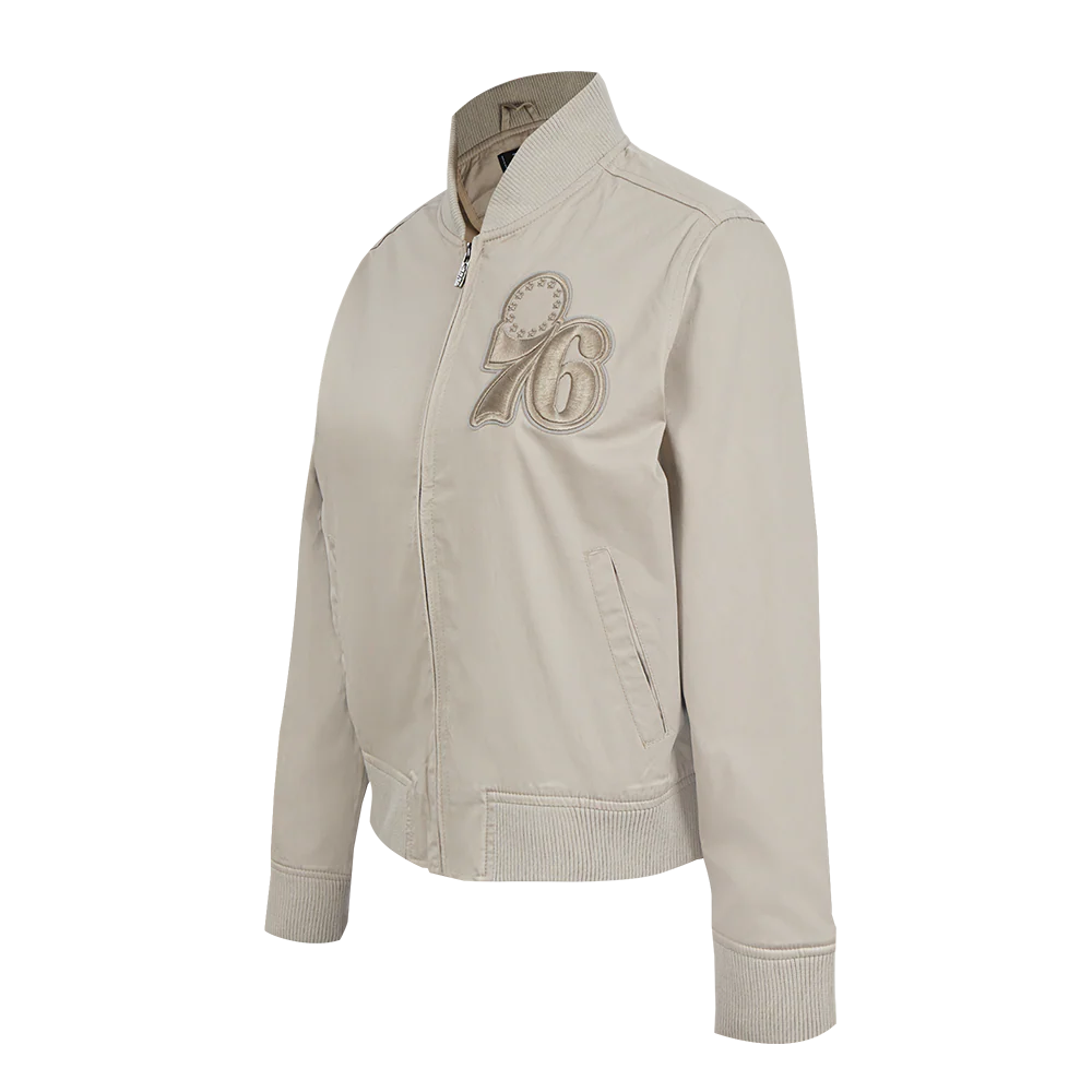 NBA PHILADELPHIA 76ERS NEURAL WOMEN'S TWILL JACKET (TAUPE) - Image 2
