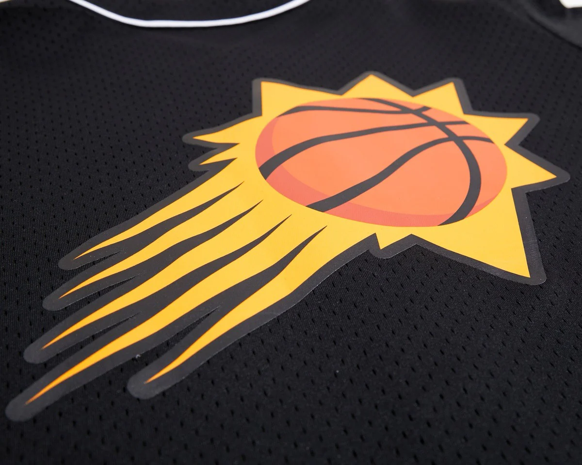 NBA PHOENIX SUNS LOGO MEN'S MESH BUTTON DOWN JERSEY (BLACK) - Image 7