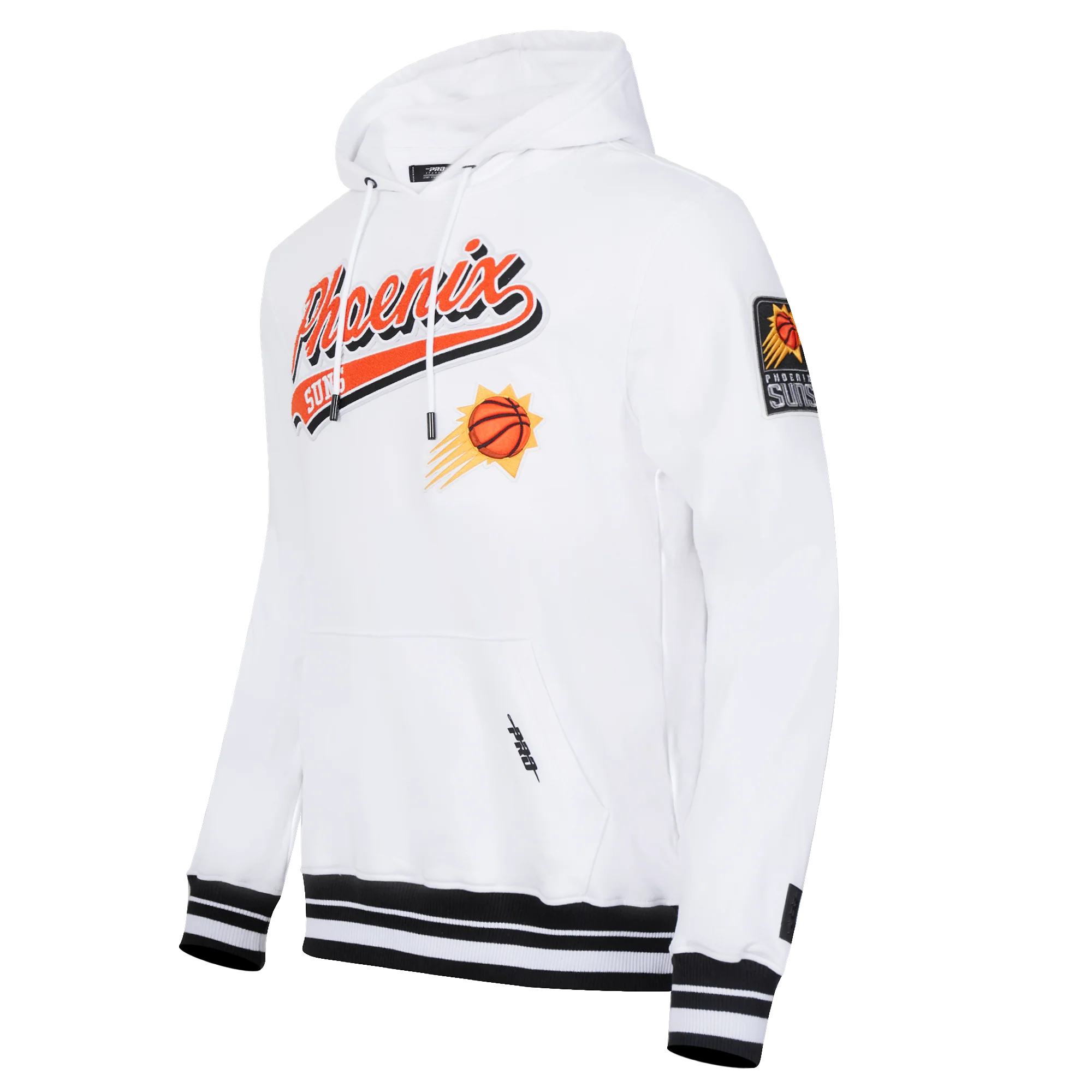 NBA PHOENIX SUNS SCRIPT TAIL MEN'S RIB FLEECE PULLOVER HOODIE (WHITE/BLACK) - Image 2