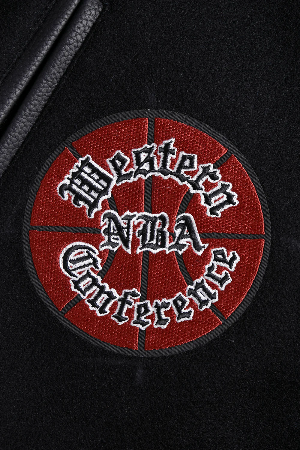 NBA PHOENIX SUNS PRO PREP MEN'S WOOL VARSITY JACKET (BLACK/ORANGE) - Image 7