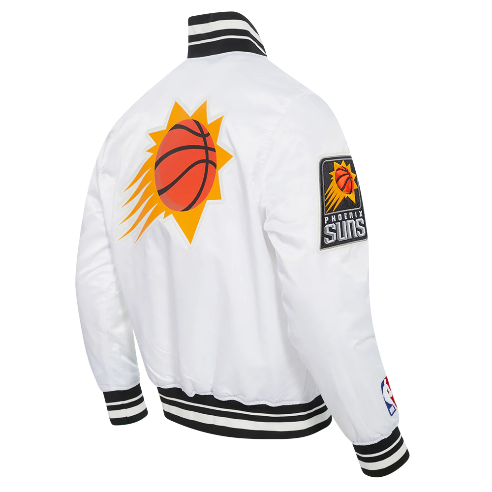 NBA PHOENIX SUNS SCRIPT TAIL MEN'S SATIN JACKET (WHITE/BLACK) - Image 4