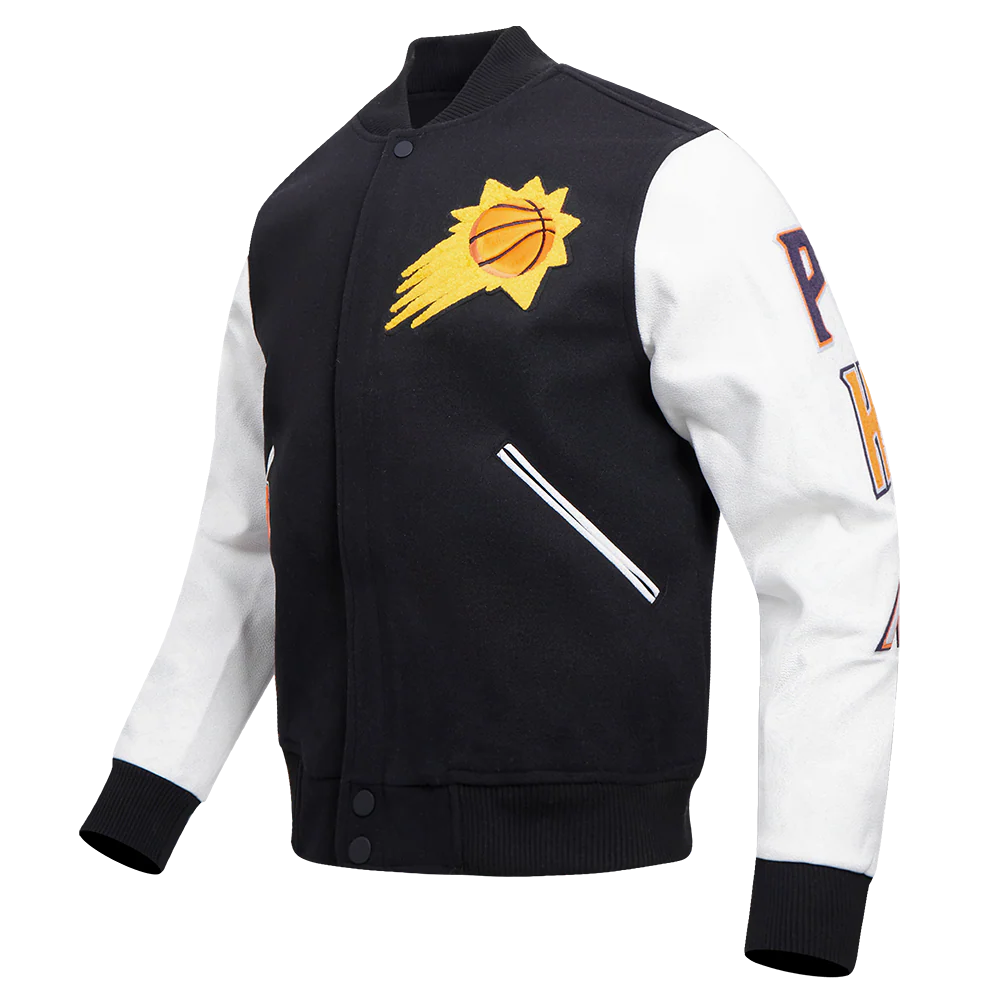 NBA PHOENIX SUNS CLASSIC WOOL MEN'S VARSITY JACKET (BLACK/WHITE) - Image 2
