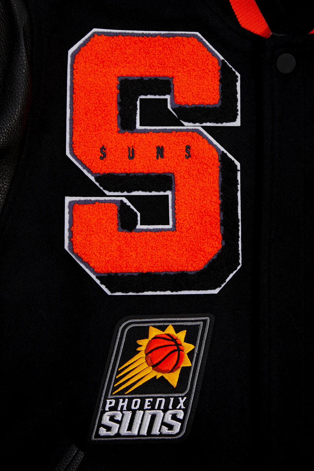 NBA PHOENIX SUNS MASHUP MEN'S RIB WOOL VARSITY JACKET (BLACK) - Image 5