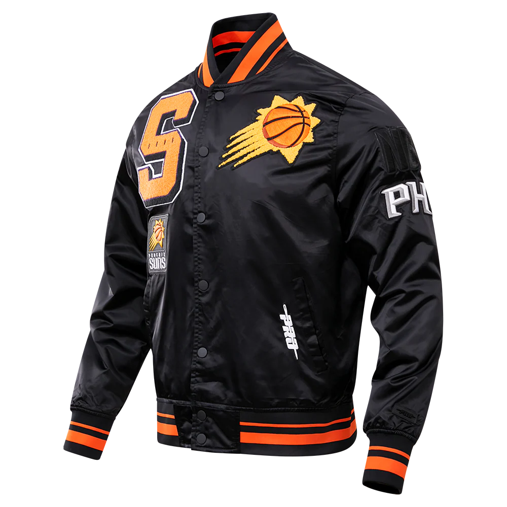 NBA PHOENIX SUNS MASHUP MEN'S RIB SATIN JACKET (BLACK) - Image 2
