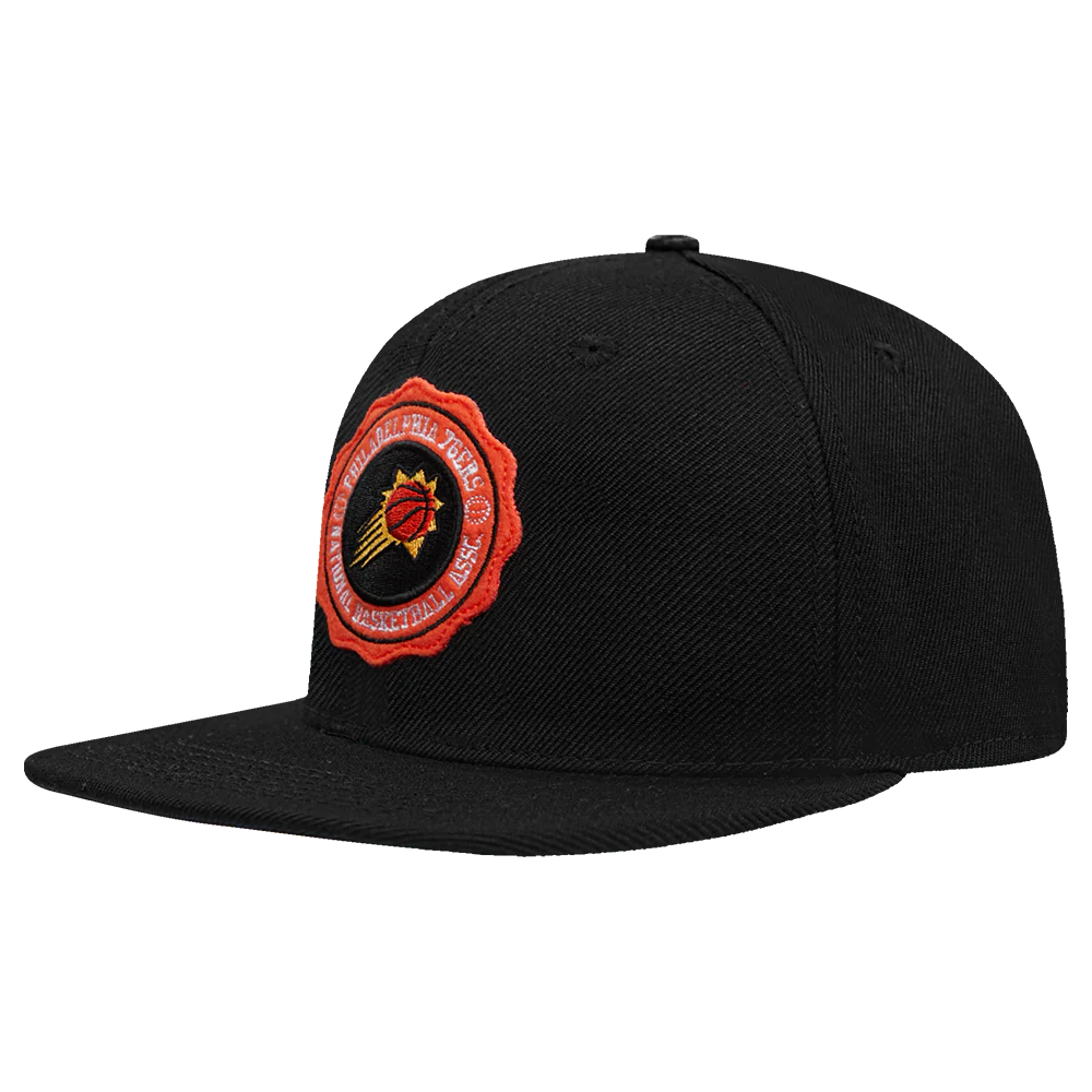 NBA PHOENIX SUNS CREST EMBLEM WOOL SNAPBACK HAT (BLACK) - Image 3