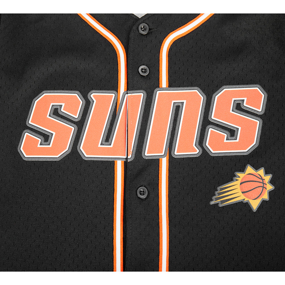 PHOENIX SUNS CLASSIC BIG BOY'S MESH BUTTON DOWN SHIRT (BLACK/ORANGE) - Image 5