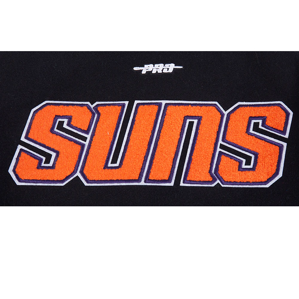 NBA PHOENIX SUNS CLASSIC BIG BOYS WOOL VARSITY JACKET (BLACK/WHITE) - Image 11