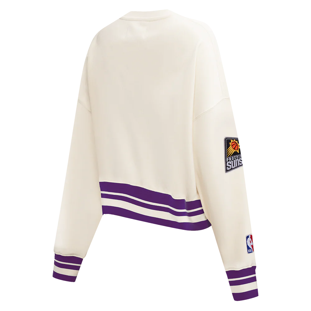 NBA PHOENIX SUNS RETRO CLASSIC WOMEN'S RIB CREWNECK (EGGSHELL/ PURPLE) - Image 4