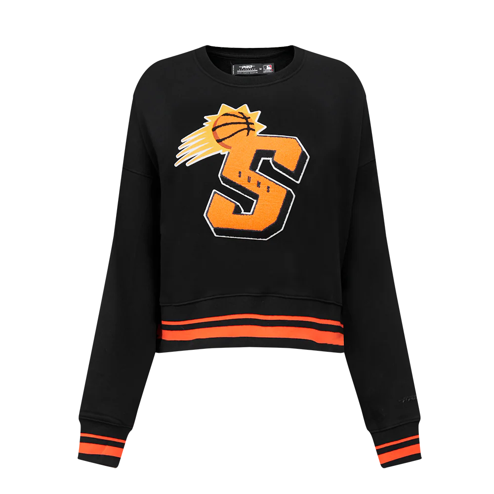 NBA PHOENIX SUNS MASHUP WOMEN'S RIB CREWNECK (BLACK/ORANGE)
