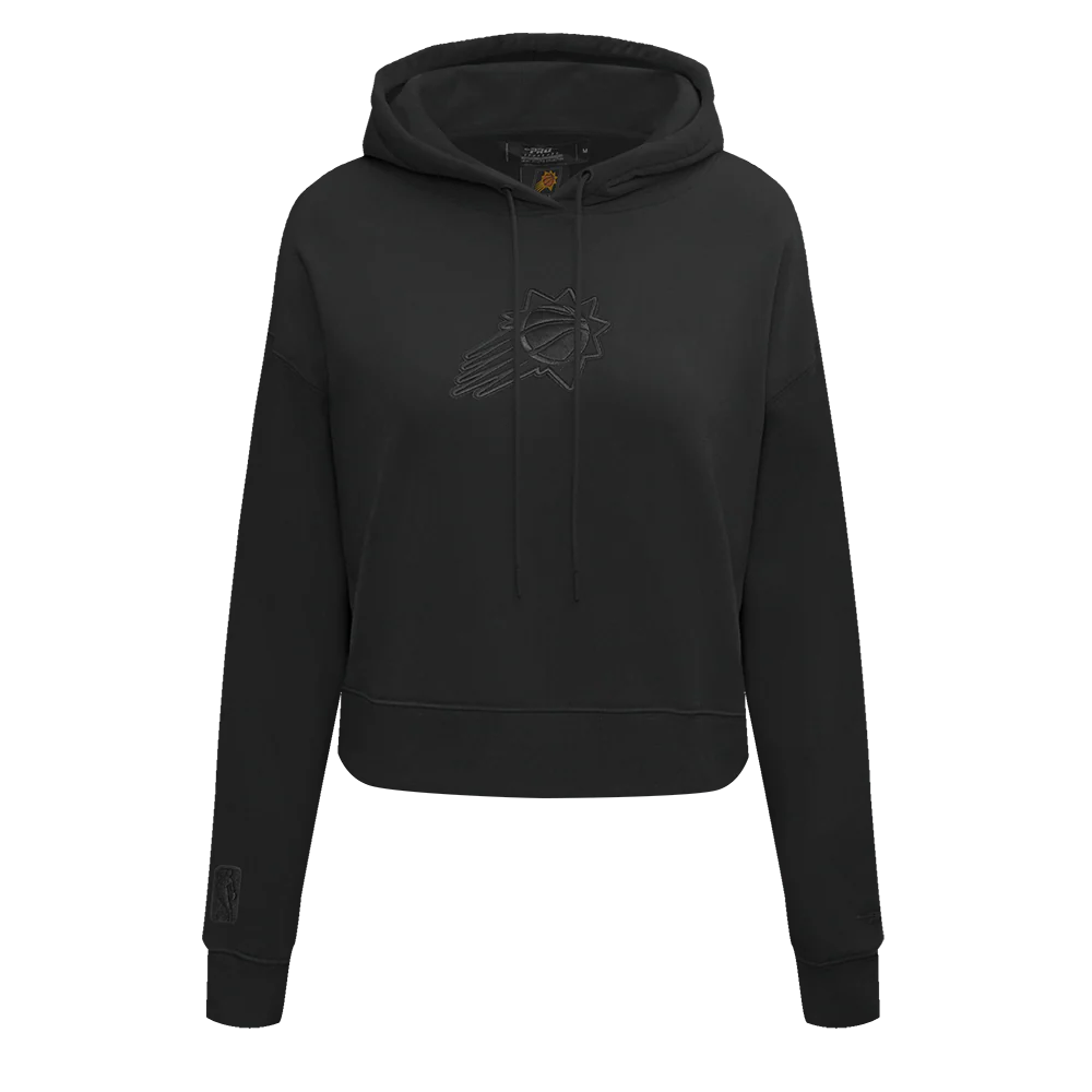 NBA PHOENIX SUNS NEUTRAL WOMEN'S CROPPED PULLOVER HOODIE (BLACK)