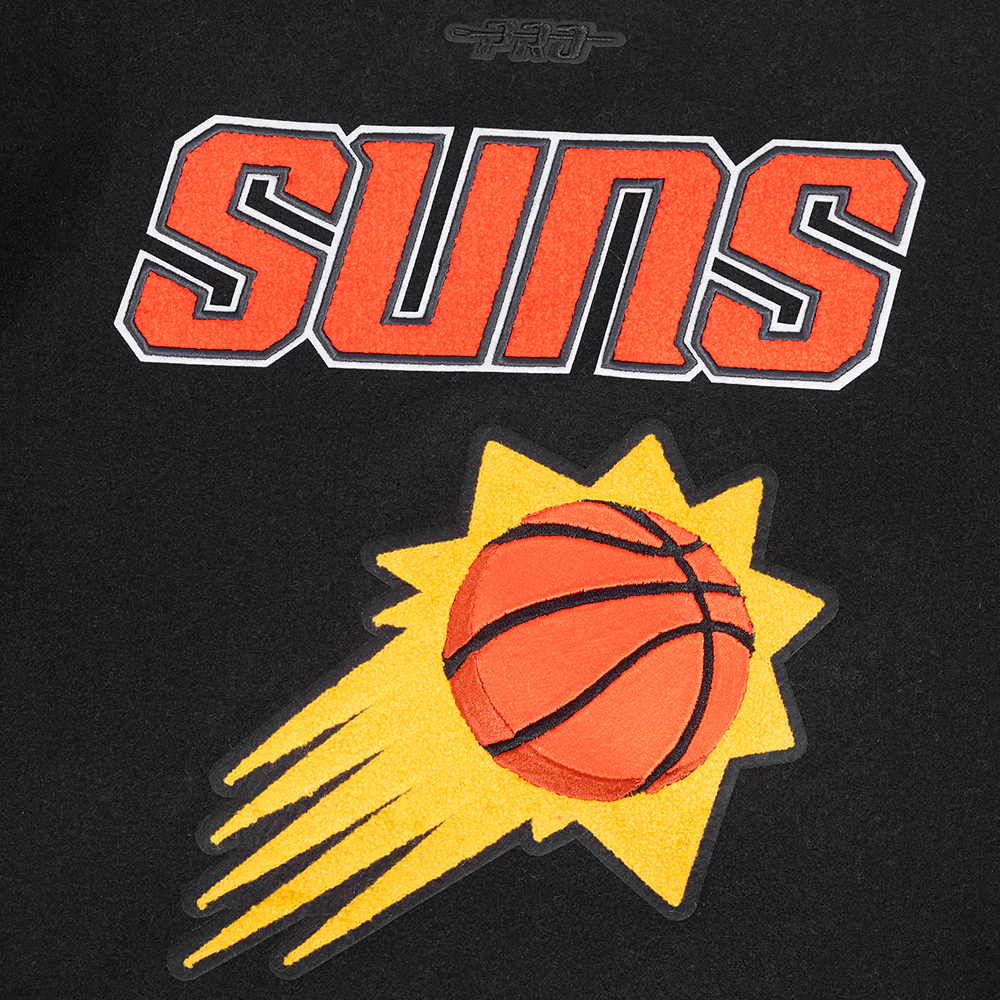 NBA PHOENIX SUNS RETRO CLASSIC WOMEN'S RIB WOOL VARSITY JACKET (BLACK/ORANGE) - Image 10