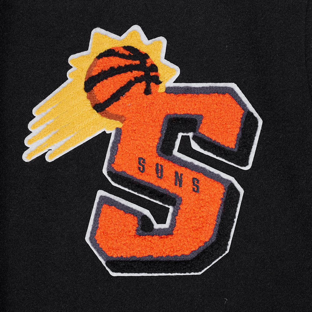NBA PHOENIX SUNS MASHUP WOMEN'S RIB WOOL VARSITY JACKET (BLACK/ORANGE) - Image 5