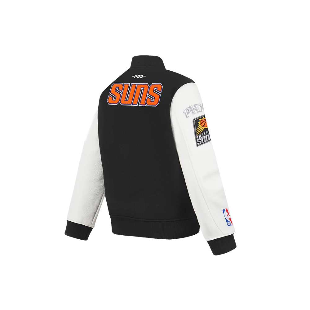 NBA PHOENIX SUNS CLASSIC LITTLE BOYS WOOL VARSITY JACKET (BLACK/WHITE) - Image 4