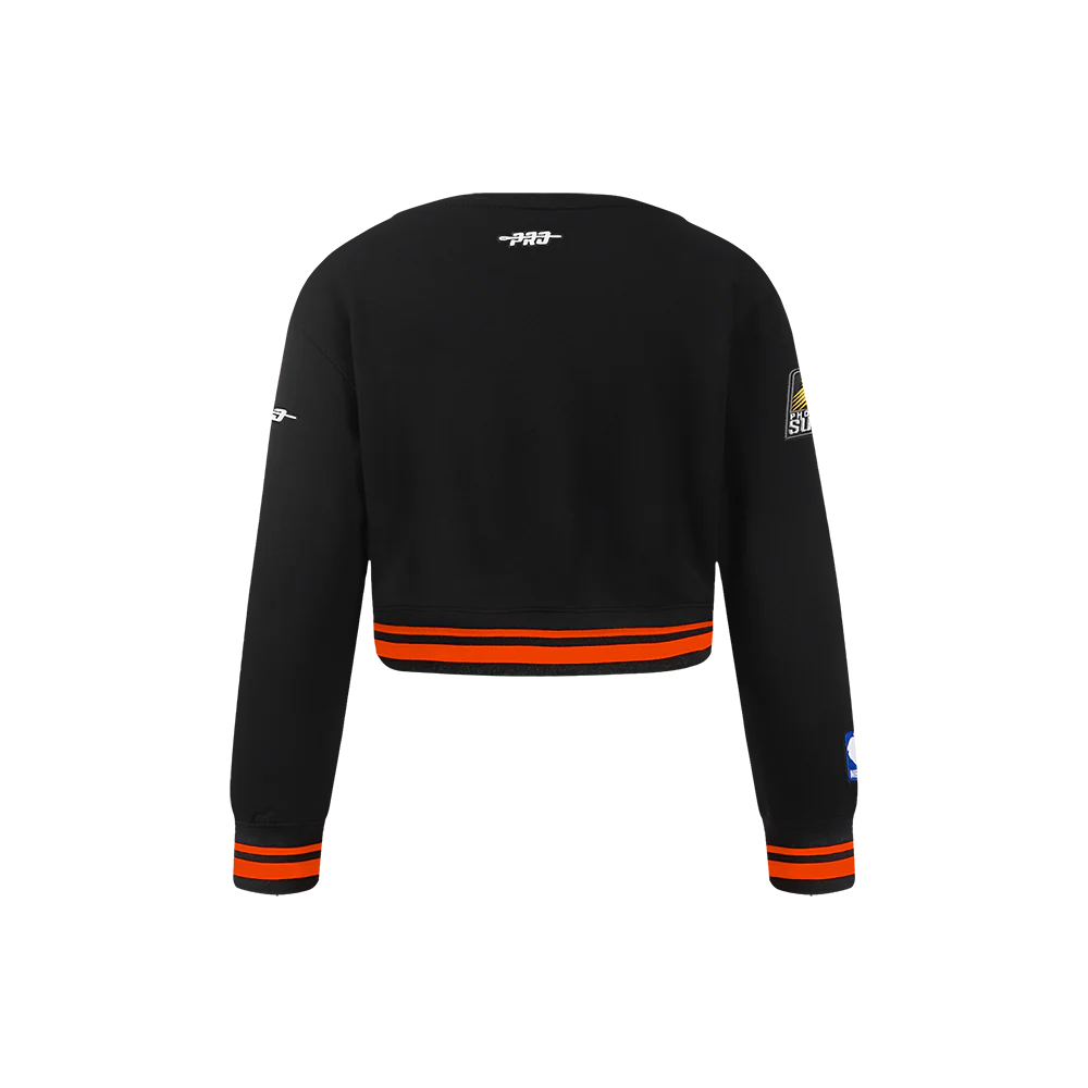 NBA PHOENIX SUNS RETRO CLASSIC LITTLE GIRLS RIB FLEECE CREWNECK (BLACK/ORANGE) - Image 3