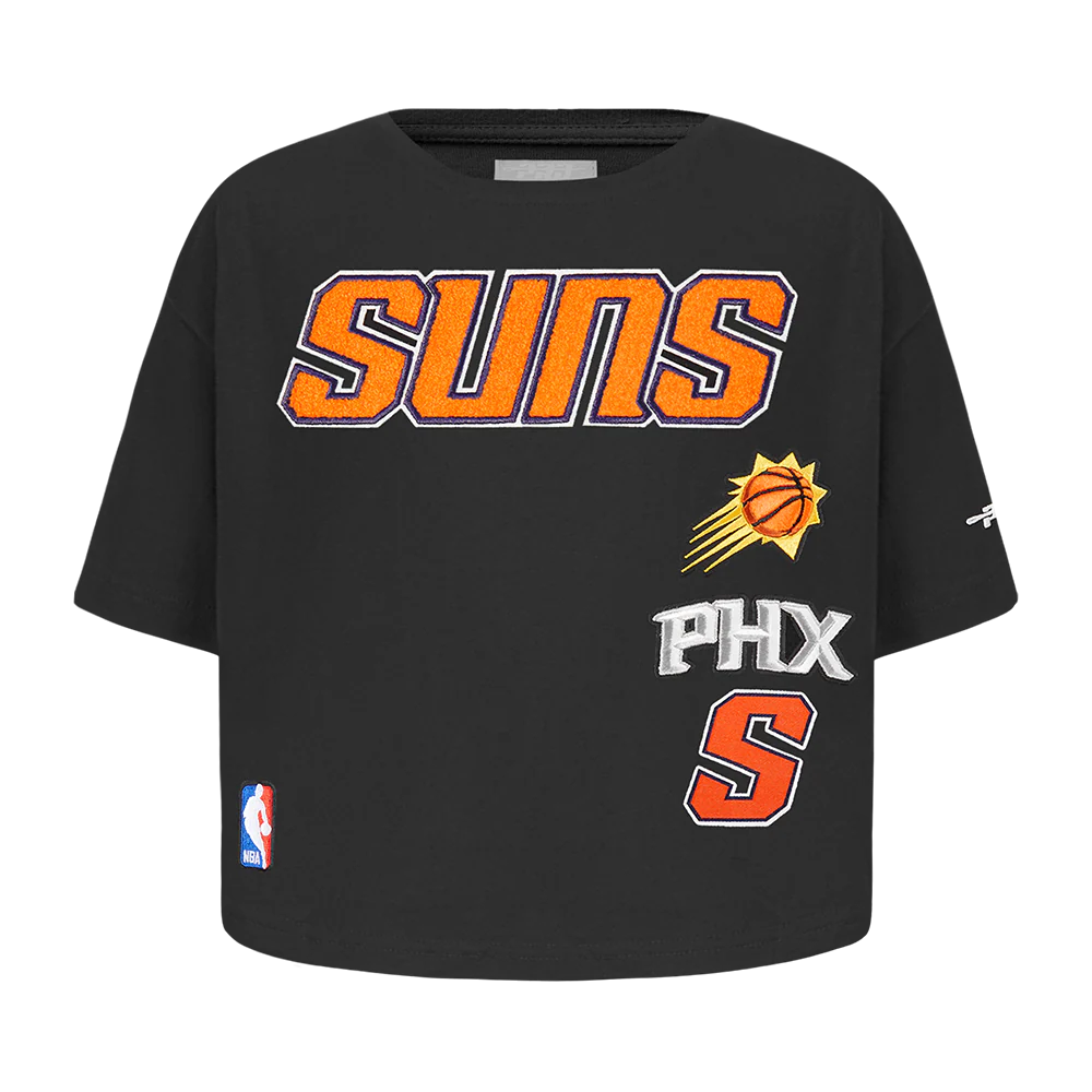 NBA PHOENIX SUNS RETRO CLASSIC TODDLER GIRLS SHORT SLEEVE BOXY TEE (BLACK)