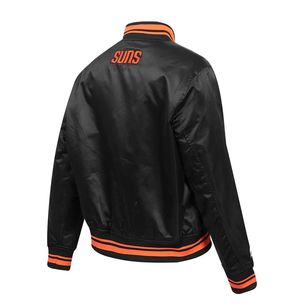 NBA PHOENIX SUNS SCRIPT TAIL WOMEN'S SATIN JACKET (BLACK/ORANGE) - Image 4