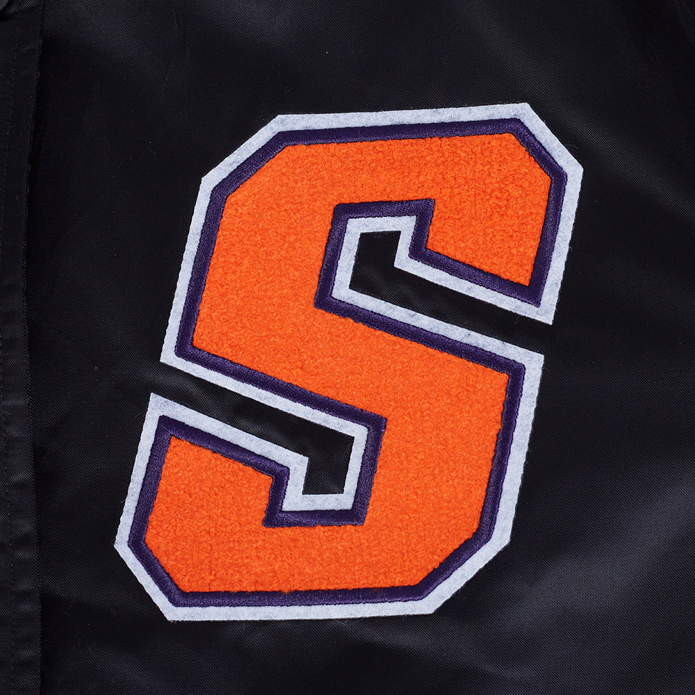 NBA PHOENIX SUNS RETRO CLASSIC WOMEN'S RIB SATIN JACKET (BLACK/ORANGE) - Image 6