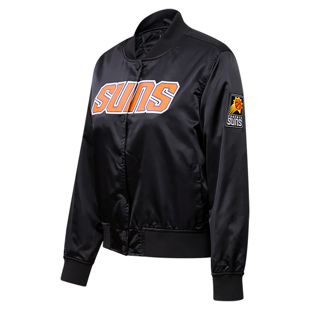 NBA PHOENIX SUNS CLASSIC WOMEN'S SATIN JACKET (BLACK) - Image 2
