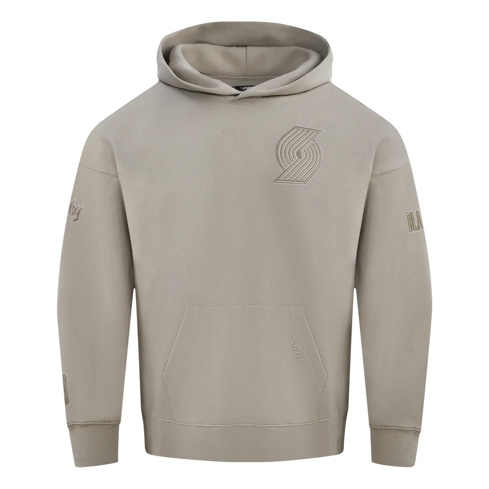 NBA PORTLAND TRAIL BLAZERS NEUTRAL MEN'S DROP SHOULDER FLC PO HOODIE (TAUPE)