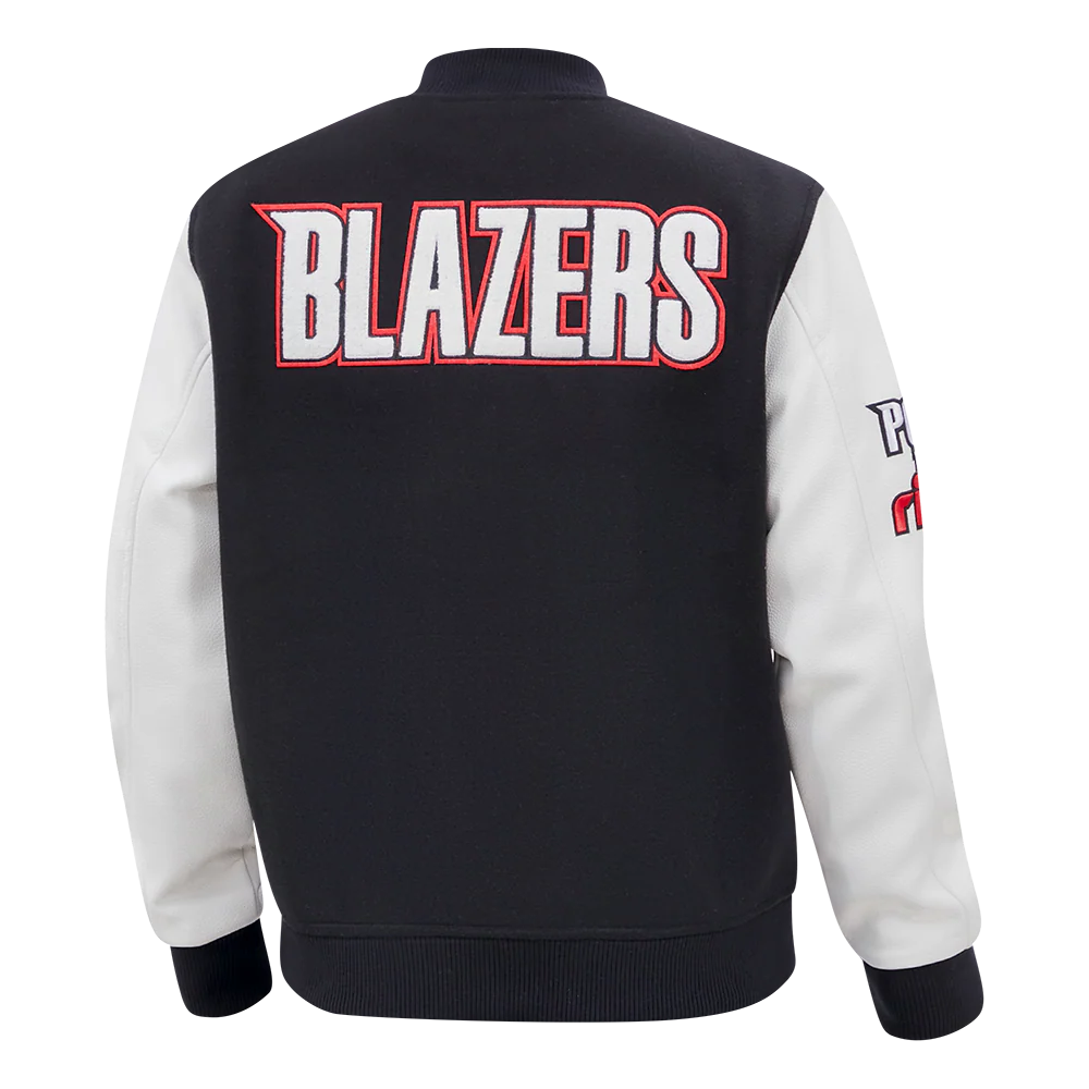 NBA PORTLAND TRAIL BLAZERS CLASSIC WOOL MEN'S VARSITY JACKET (BLACK/WHITE) - Image 7
