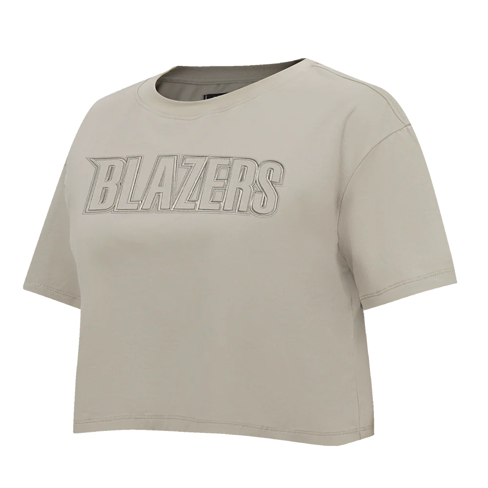 NBA PORTLAND TRAIL BLAZERS NEUTRAL SINGLE JERSEY BOXY TEE (TAUPE) - Image 2