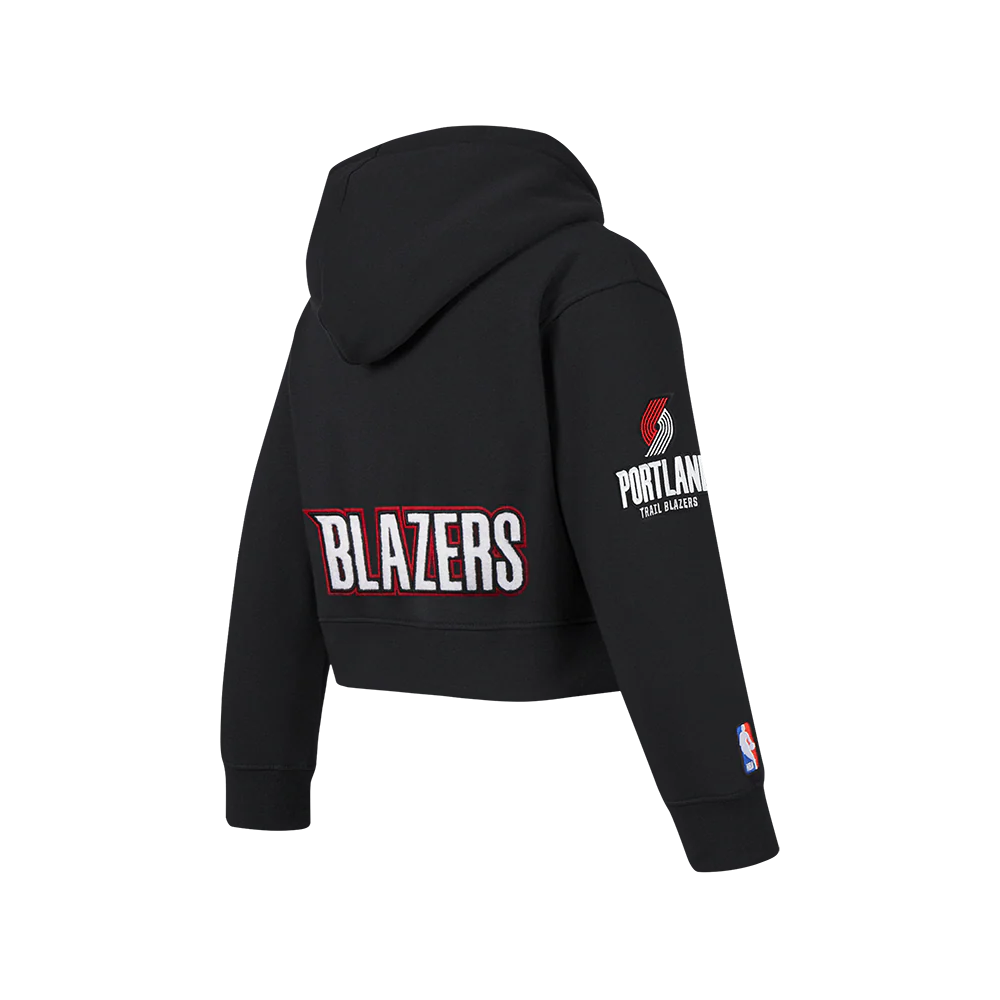 NBA PORTLAND TRAIL BLAZERS CLASSIC BIG GIRLS FLEECE FULL ZIP HOODIE (BLACK) - Image 4