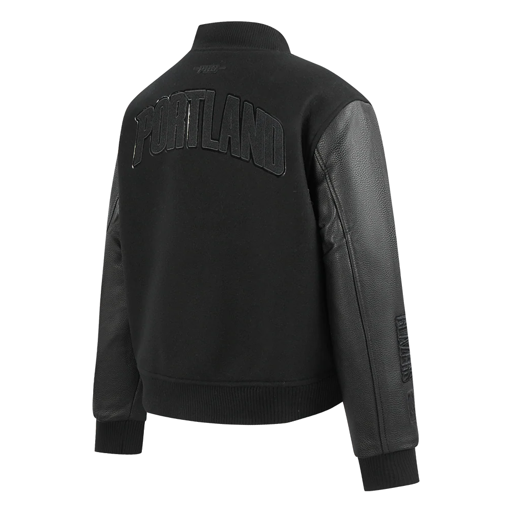 NBA PORTLAND TRAIL BLAZERS TRIPLE BLACK WOMEN'S WOOL VARSITY JACKET (TRIPLE BLACK) - Image 4