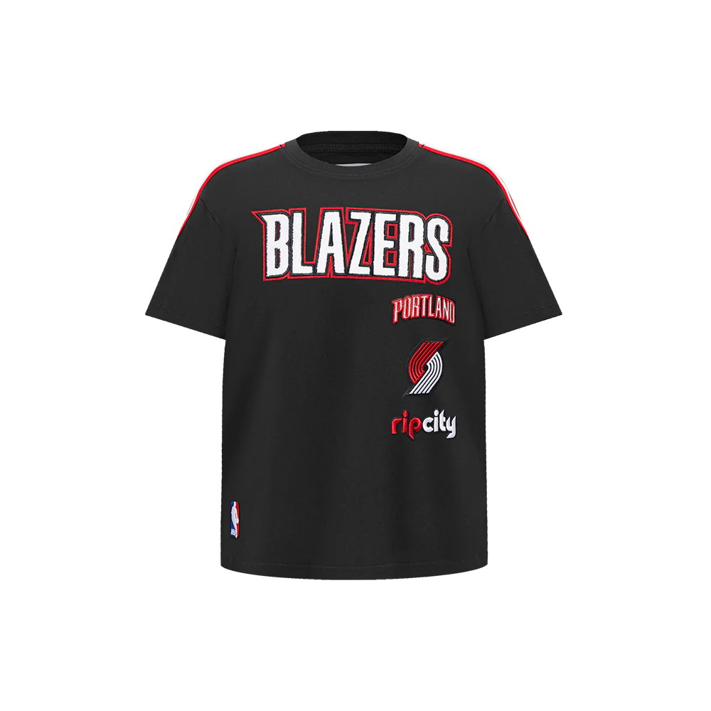 NBA PORTLAND TRAIL BLAZERS RETRO CLASSIC LITTLE BOYS SHORT SLEEVE TAPING TEE (BLACK/RED)
