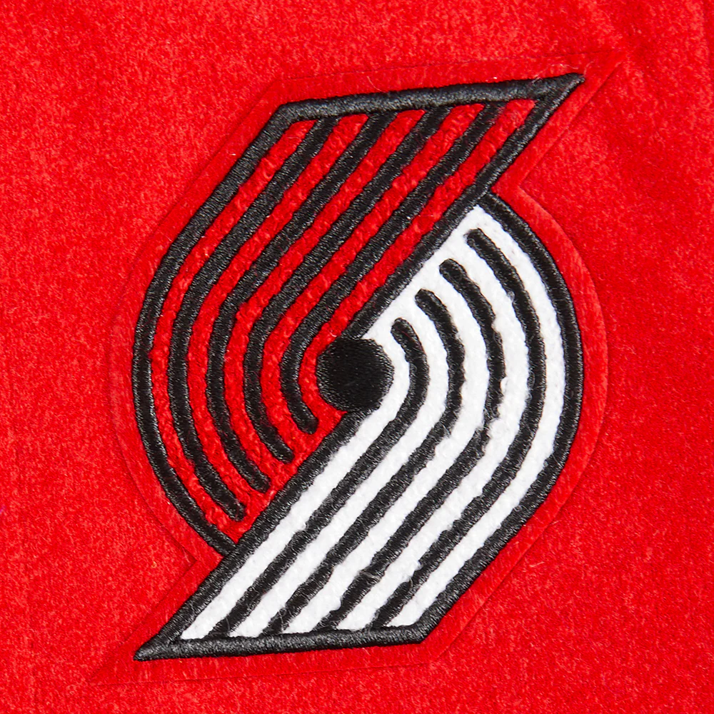 NBA PORTLAND TRAIL BLAZERS CLASSIC LITTLE BOYS WOOL VARSITY JACKET (RED/BLACK) - Image 5