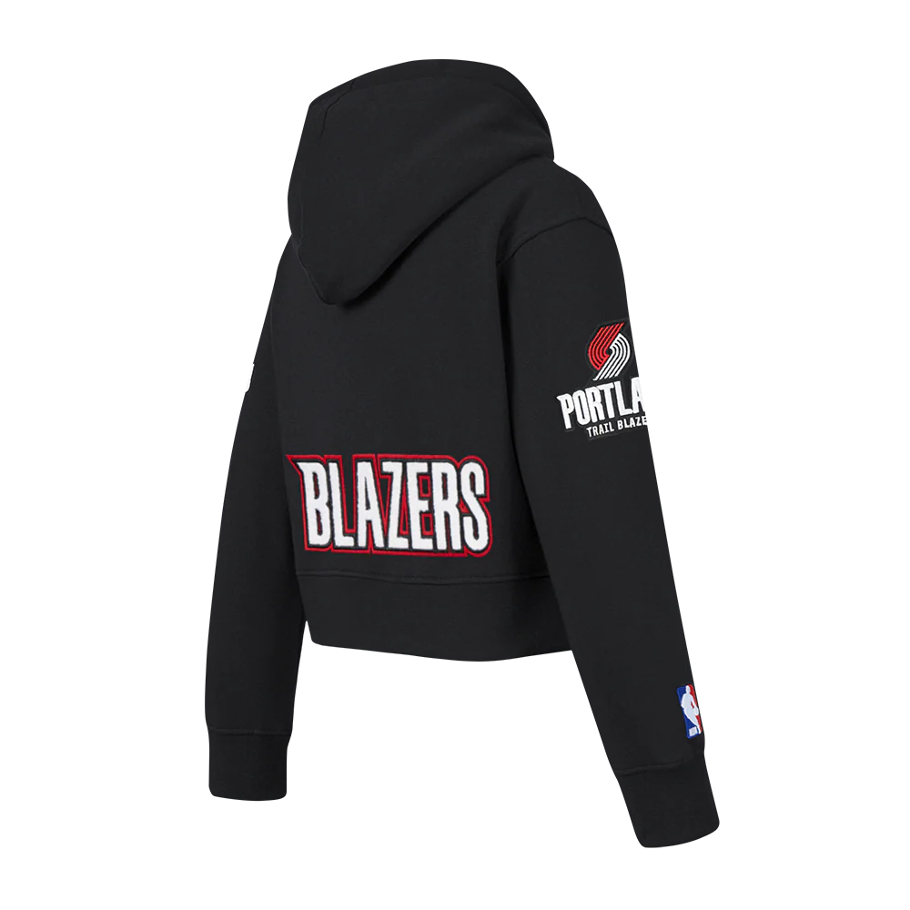 NBA PORTLAND TRAIL BLAZERS CLASSIC LITTLE GIRLS FLEECE FULL ZIP HOODIE (BLACK) - Image 4