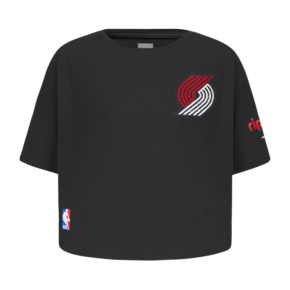 NBA PORTLAND TRAIL BLAZERS CLASSIC TODDLER GIRLS SHORT SLEEVE BOXY TEE (BLACK)