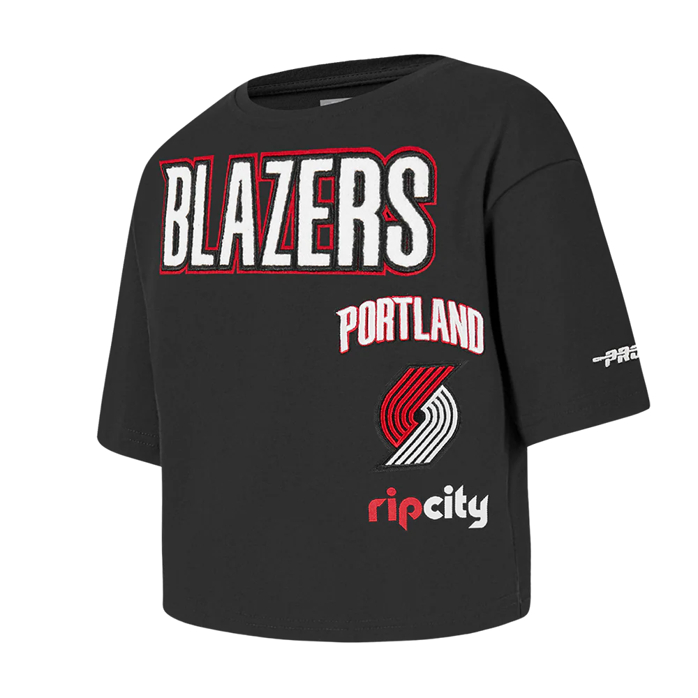 NBA PORTLAND TRAIL BLAZERS RETRO CLASSIC TODDLER GIRLS SHORT SLEEVE BOXY TEE (BLACK) - Image 2