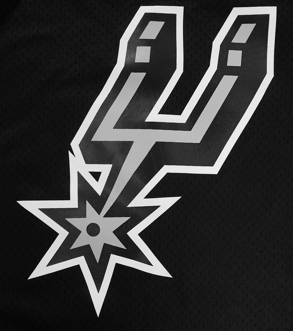 NBA SAN ANTONIO SPURS CLASSIC MEN'S MESH BUTTON DOWN JERSEY (BLACK) - Image 6