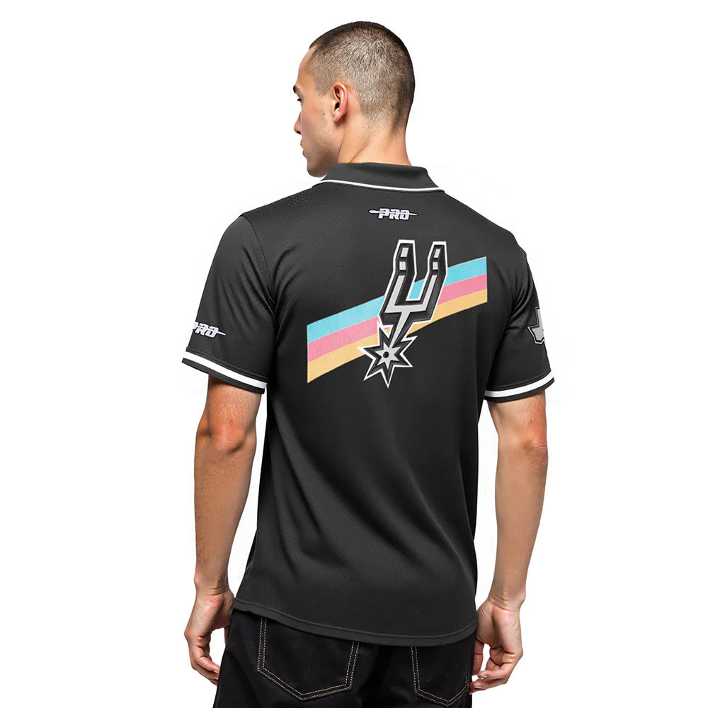 NBA SAN ANTONIO SPURS CITY EDITION 25-26 MEN'S MESH BUTTON DOWN SHIRT (BLACK) - Image 2