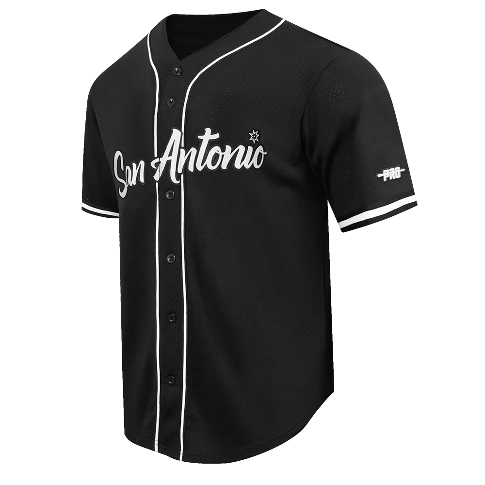NBA SAN ANTONIO SPURS CITY EDITION 25-26 MEN'S MESH BUTTON DOWN SHIRT (BLACK) - Image 5