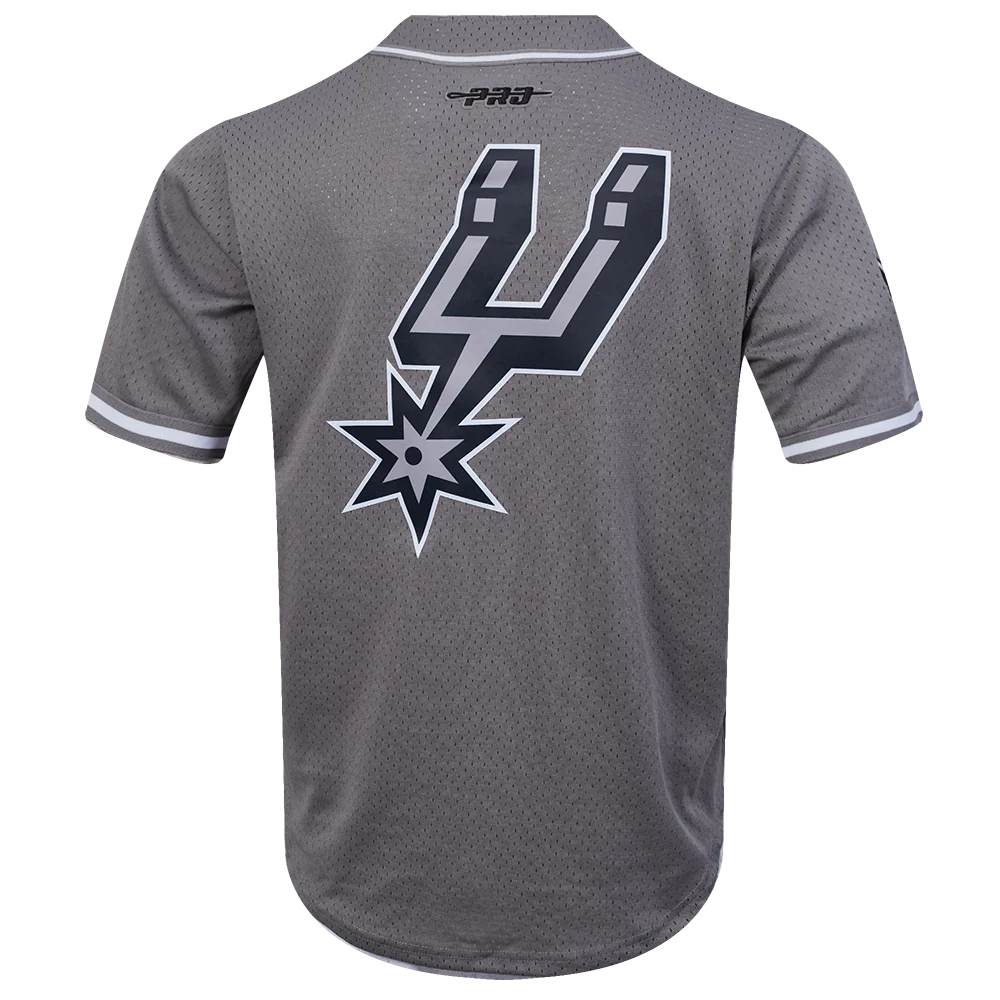 NBA SAN ANTONIO SPURS VICTOR WEMBANYAMA #1 CLASSIC MESH PNN MEN'S MESH BUTTON DOWN SHIRT (GRAY) - Image 3