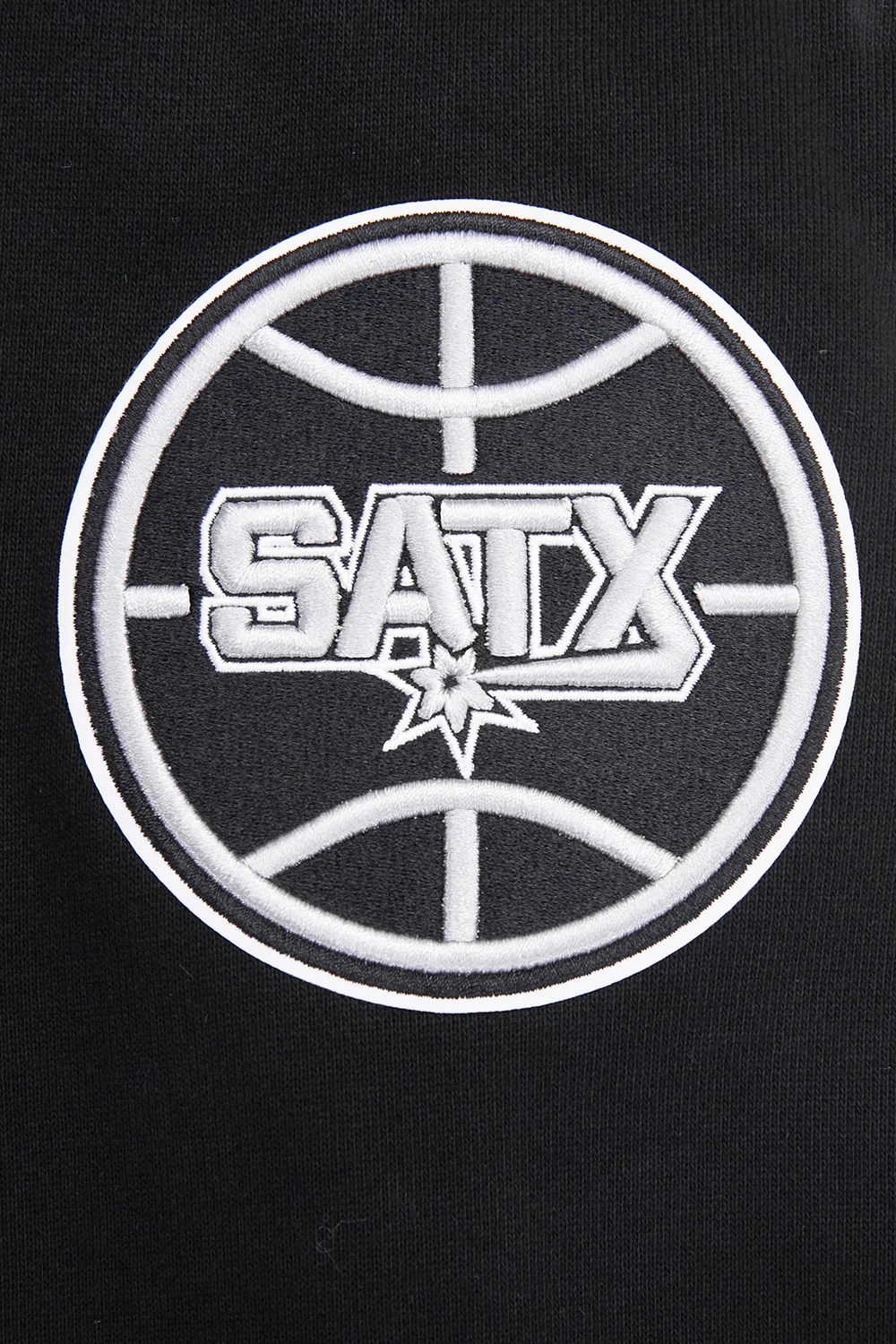 NBA SAN ANTONIO SPURS SCRIPT TAIL MEN'S RIB FLEECE PULLOVER HOODIE (BLACK/GRAY) - Image 6