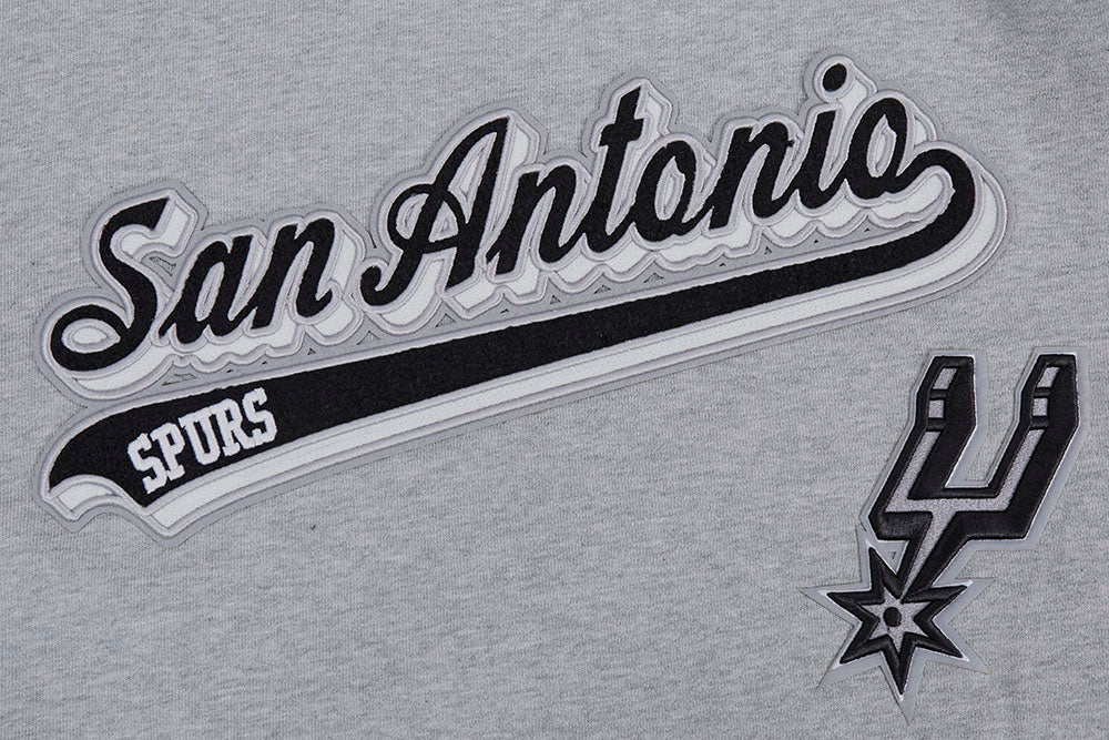 NBA SAN ANTONIO SPURS SCRIPT TAIL MEN'S RIB FLEECE PULLOVER HOODIE (HEATHER GRAY/BLACK) - Image 5