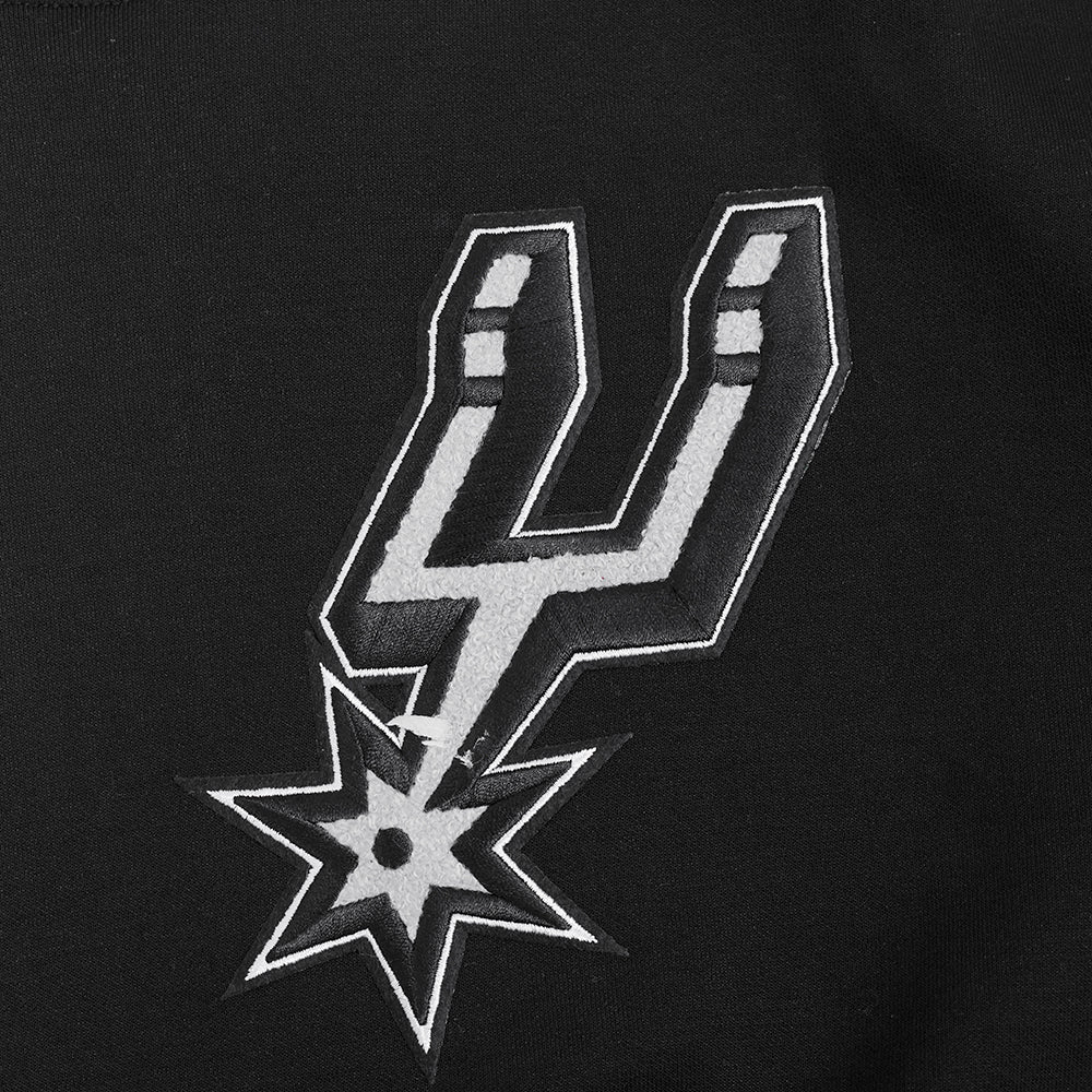 NBA SAN ANTONIO SPURS CLASSIC MEN'S CHENILLE DK PO HOODIE (BLACK) - Image 5