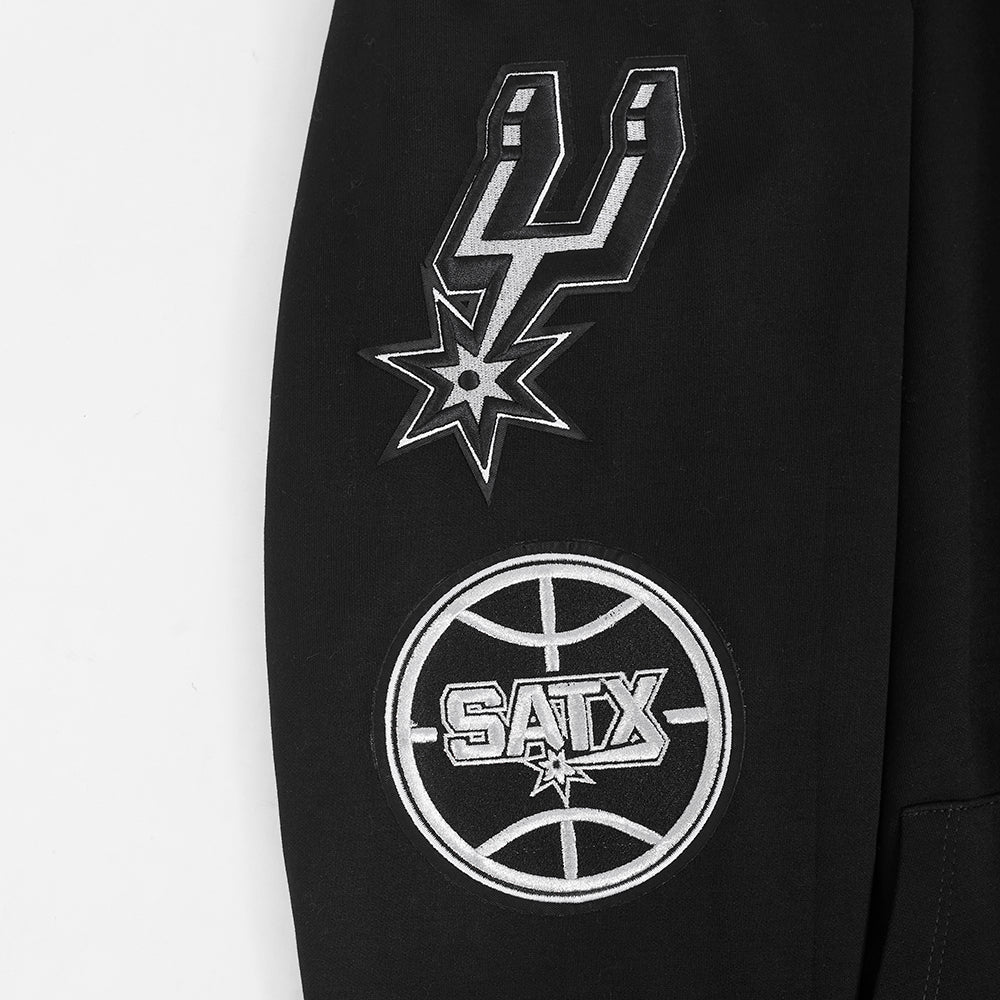 NBA SAN ANTONIO SPURS CLASSIC MEN'S CHENILLE DK PO HOODIE (BLACK) - Image 7