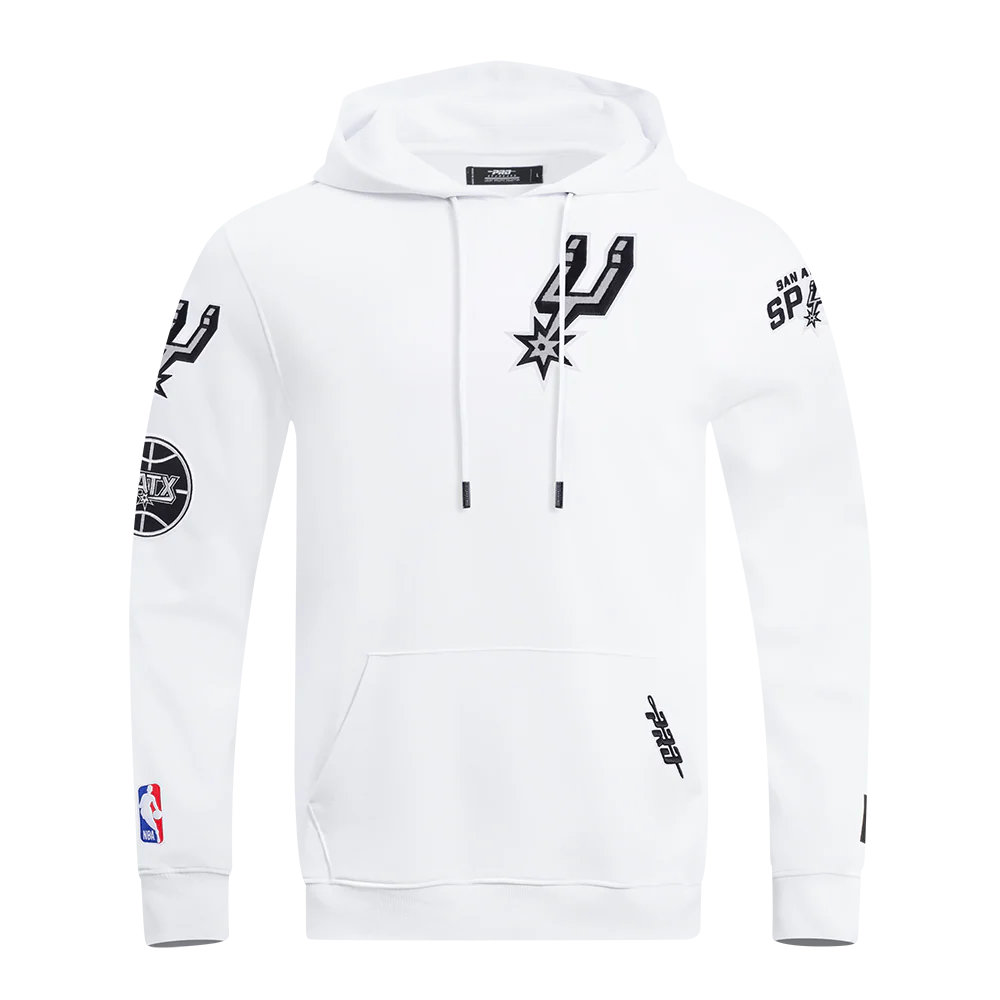 NBA SAN ANTONIO SPURS CLASSIC CHENILLE MEN'S DK PO HOODIE (WHITE)
